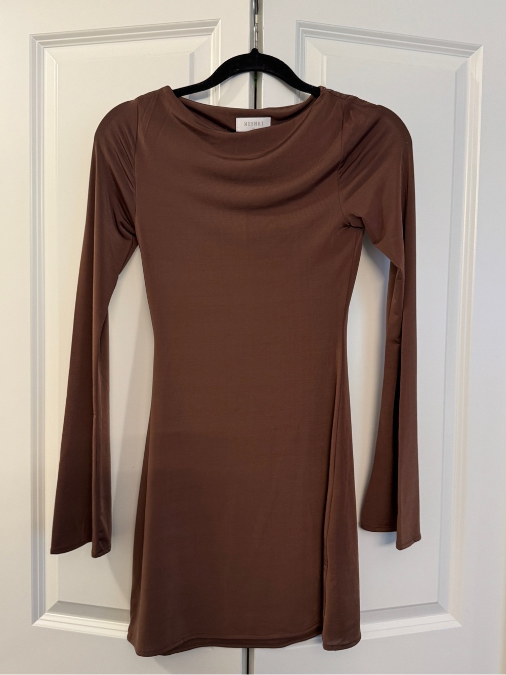 MESHKI Brown Long-Sleeve Bodycon Dress